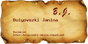 Bulyovszki Janina névjegykártya